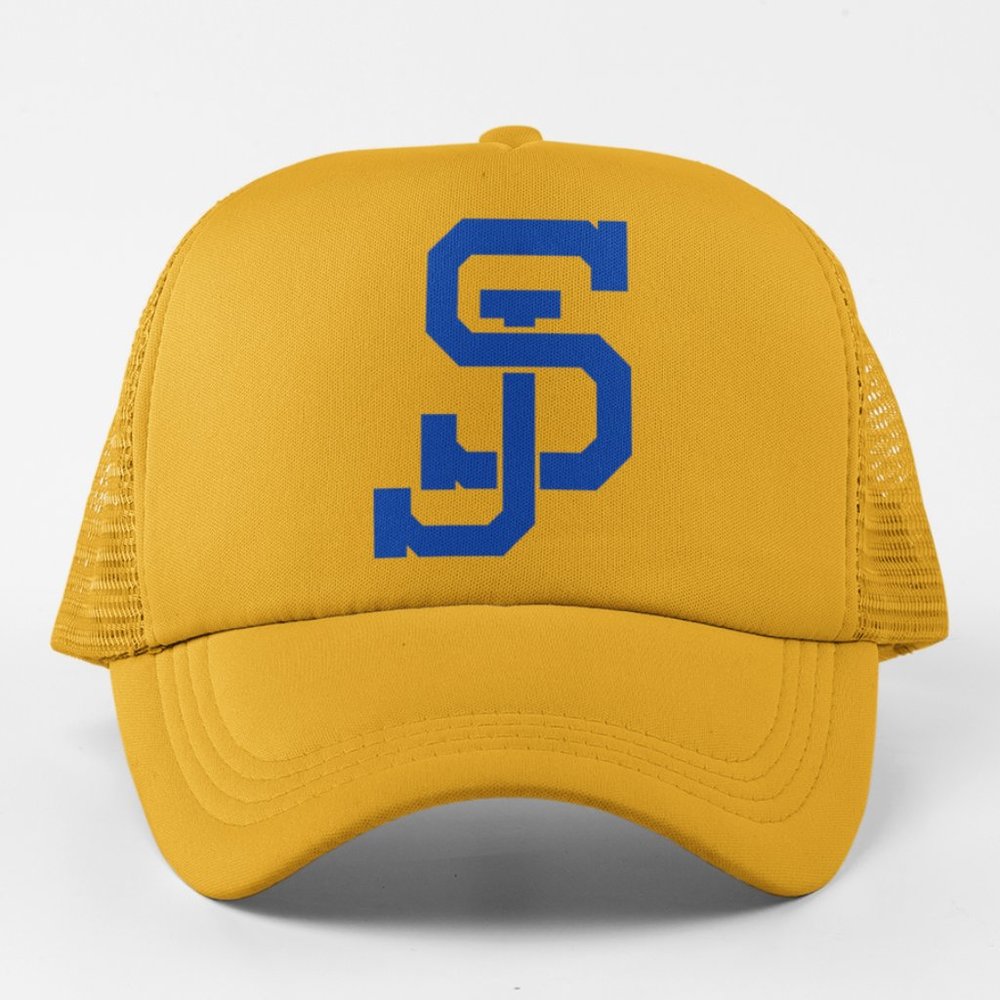 NEW San Jose State Spartans Monogram Logo Foam Trucker Mesh Snapback Hat GOLDEN
